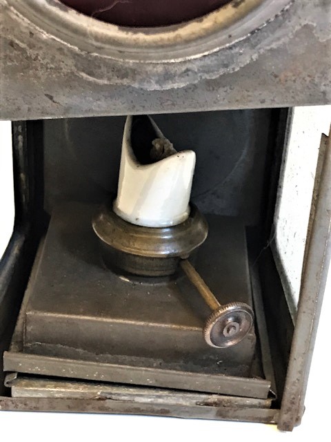 METAL TREN  YOL İŞARET LAMBASI PORSELEN FİTİL UC PARAFİN KANDİL