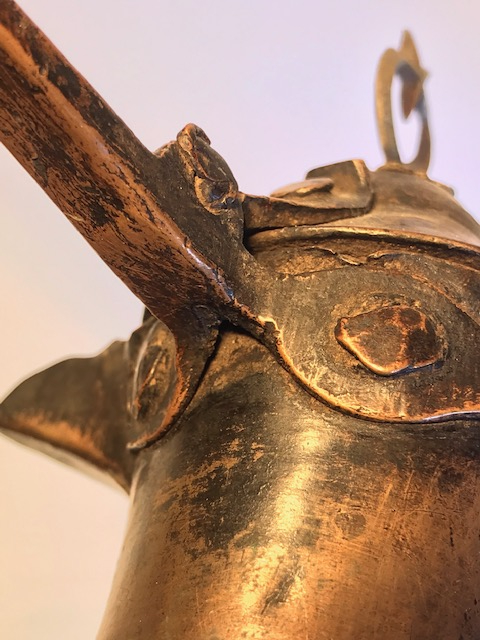 OSMANLI İSTANBUL İŞİ EL YAPIM KAPAKLI TİRYAKİ BAKIR CEZVE CİFT FİNCANLIK