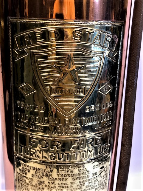 USA 1920 RED STAR MODEL 303 KIRMIZI YILDIZ BAKIR PİRİNC YANGIN  SÖNDÜRME TÜPU AMERİKAN