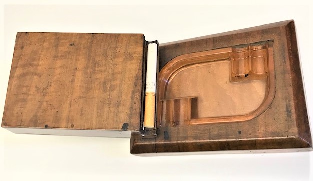 OSMANLI EL YAPIM AHŞAP SIGARA KUTUSU İÇERSİ CAM KULLUKLÜ