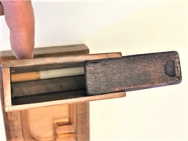 OSMANLI EL YAPIM AHŞAP SIGARA KUTUSU İÇERSİ CAM KULLUKLÜ