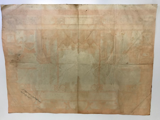 OSMANLI TAŞ BASKI MEKKE.İ MÜKERREMENİN CİZİM  TASVİRİ  BASKI HAC VEKALETİ ARKASI OSMANLICA  NOT YAZILI