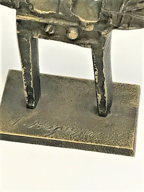 L. MOGAJUS SANATCI İMZALI BRONZ KANATLI MELEK CALIŞMA YÜKSEKLİK 16.5 CM ENİ 14.5 CM 