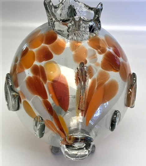 SANATCI İŞİ 1960 EL İŞİ VE CAM UFLEME BÜYÜK BOY EL BOYAMA ŞEFFAF CAM BALIK 