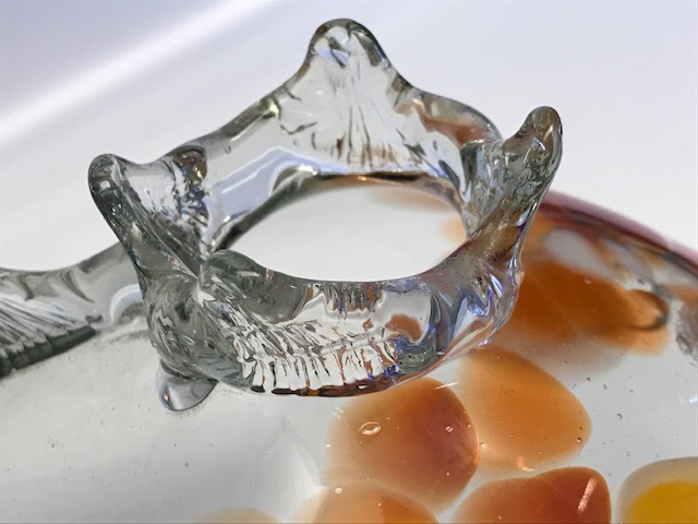 SANATCI İŞİ 1960 EL İŞİ VE CAM UFLEME BÜYÜK BOY EL BOYAMA ŞEFFAF CAM BALIK 