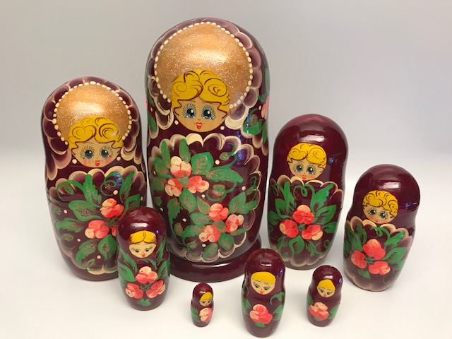 8 ADET BÜYÜK BOY RUS MATRUŞKA EL BOYAMA EL  YAPIM İÇ İÇE KOYULAN BEREKET BEBEKLERİ