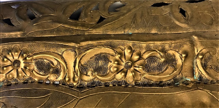 OSMANLI COSTANTİNE VE KÖPRÜ ÜZERİ KALEM İŞLEME EL YAPIM BÜYÜK BOY KULPLU  PİRİNC TEPSİ