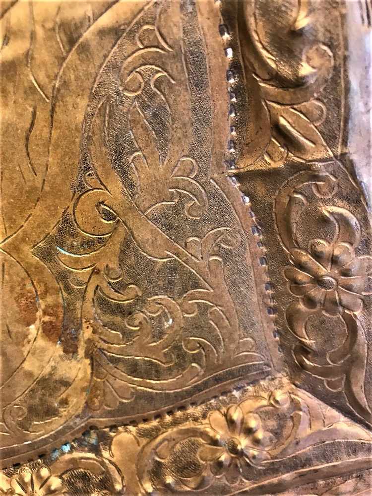 OSMANLI COSTANTİNE VE KÖPRÜ ÜZERİ KALEM İŞLEME EL YAPIM BÜYÜK BOY KULPLU  PİRİNC TEPSİ