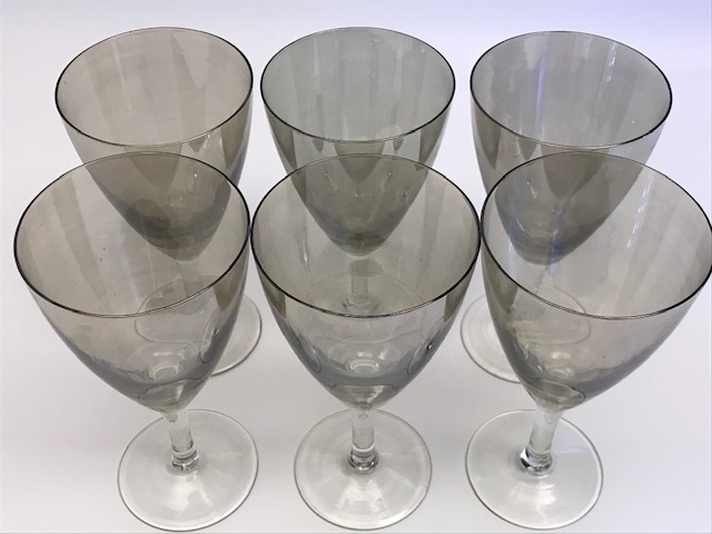 6 ADET FÜME KADEH ŞEFFAF FARKLI RENK  CAM AYAKLI ŞARAP KADEHİ