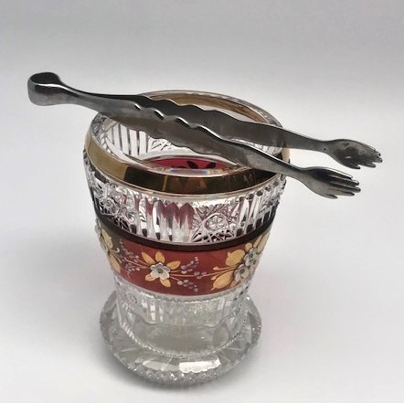 BOHEM KRISTAL ÜZERİ MİNE CİCEK KABARTMA EL İŞCİLİK  BUZLUK