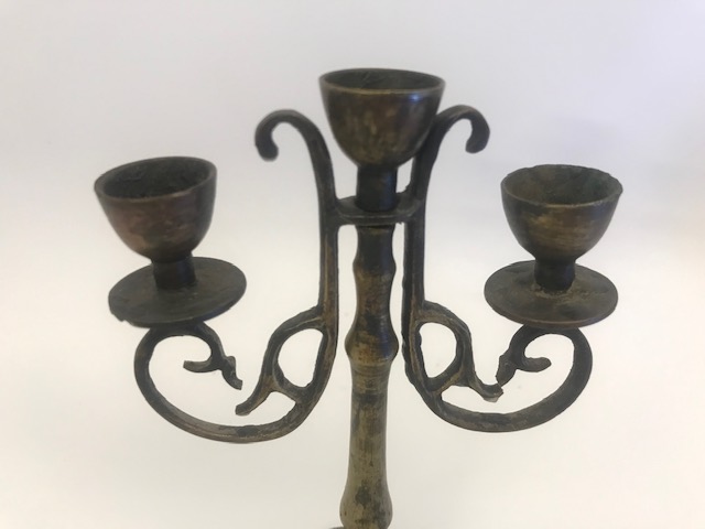 BRONZ OSMANLI ÜÇLÜ ŞAMDAN 15 CM 
