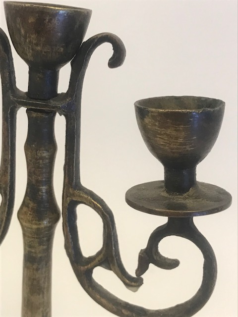BRONZ OSMANLI ÜÇLÜ ŞAMDAN 15 CM 