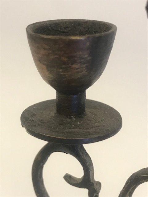 BRONZ OSMANLI ÜÇLÜ ŞAMDAN 15 CM 