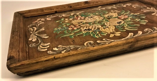 OSMANLI EDİRNE İŞİ AHŞAP KOK EL BOYAMA TAMAMI EL YAPIM İŞCİLİKLİ SERVİS TEPSİ 