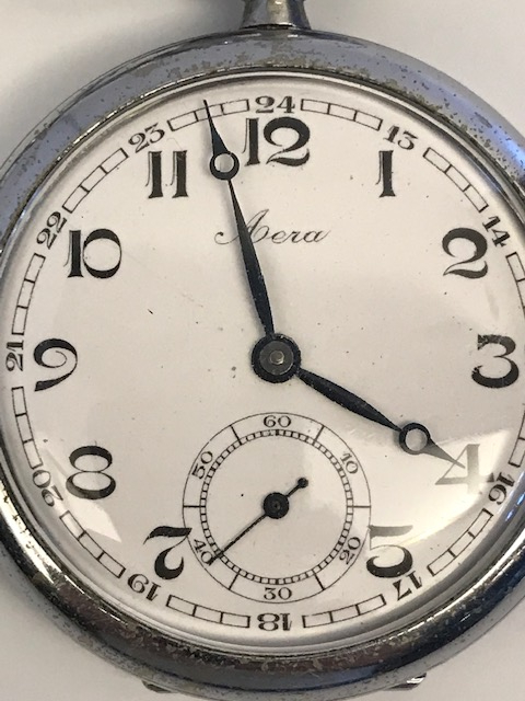 MEKANİK KURMALI AERA FRANSIZ  EMAYE KADRAN CİFT KAPAKLI PİRİNC SARI TAŞLI MAKİNE SORUNSUZ KÖSTEKLİ CEP SAATİ