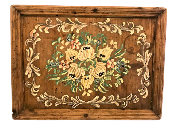 OSMANLI EDİRNE İŞİ AHŞAP KOK EL BOYAMA TAMAMI EL YAPIM İŞCİLİKLİ SERVİS TEPSİ 