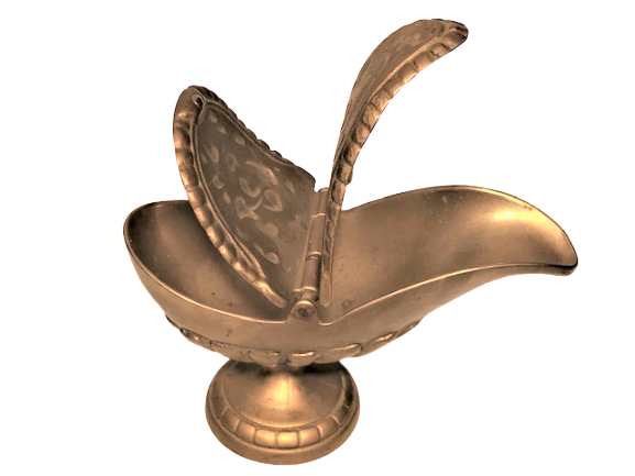 CİFT KAPAKLI AYAKLI ÜZERİ KABARTMA DESENLİ AVRUPA  CİFT ACILIR KAPANIR KAPAKLI PİRİNC BUHURDAN TUSSU KABI