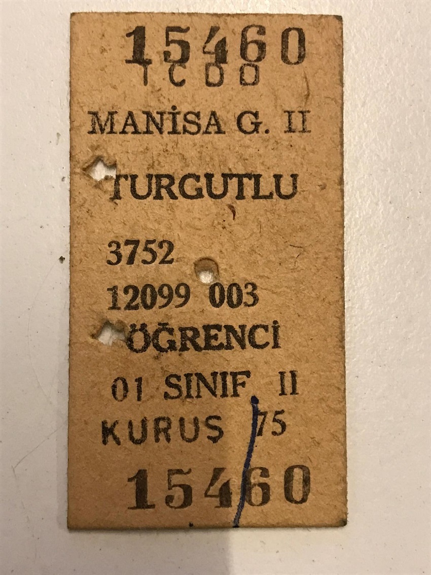 TCDD  MANİSA TURGUTLU 2 MEVKİ ÖGRENCİ TREN BİLETİ 75 KURUŞ 