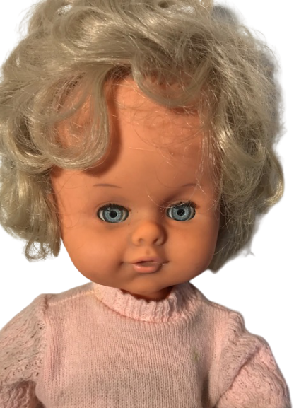 1970 İTALYAN  SEBINO OYUNCAK ELBİSELİ SARIŞIN BEBEK PLAK CALARLI KONUŞAN AGLAYAN GÖZLER HAREKETLİ