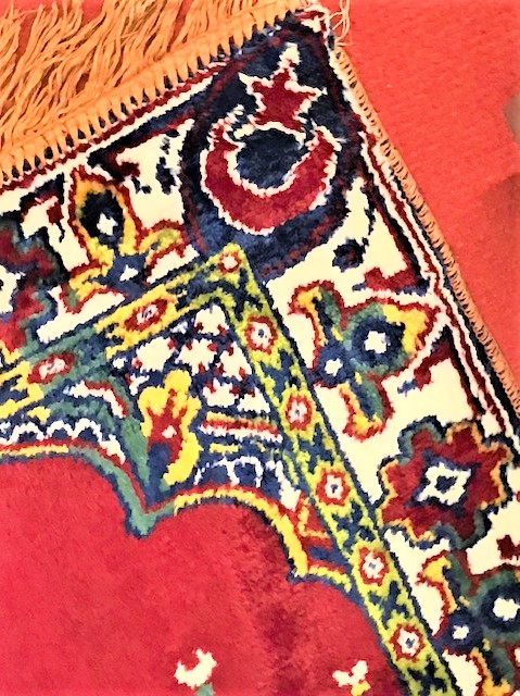 1920 Lİ YILLAR CANLI COK RENK SACAKLI NAMAZLIK MEKKE VE CENNET TASVİRLİ SAGLAM SORUNSUZ TEZGAH EL DOKUMA KOLEKSİYON 