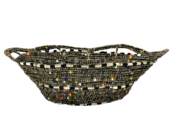 BONCUK İŞİ EL İŞCİLİKLİ SEPET 16 CM CAPINDA 5.5 CM YÜKSEKLİKDE 