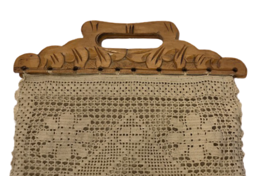 EL YAPIM KANECİCE TIG İŞİ İŞLEME YAPIMI AHŞAP TUTMA KULPLU CANTA 1960 YILLAR