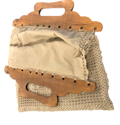 EL YAPIM KANECİCE TIG İŞİ İŞLEME YAPIMI AHŞAP TUTMA KULPLU CANTA 1960 YILLAR