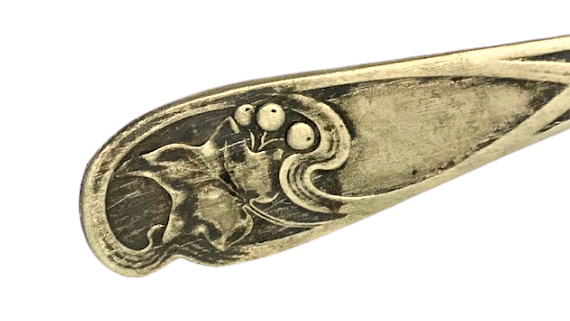 OSMANLI KAPAKLI GÜMÜŞ  KAPLAMA KAŞIK SAPI  ZEYTİN DALI MÖTİFLİ  CAY BİTKİ İÇİMİ KAŞIGI SÜZGEC