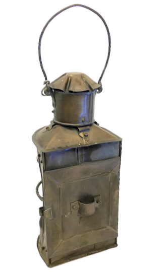 TREN İŞARET AYDINLANMA LAMBASI İÇERSİNDE MUM YAKILARAK KULLANILAN BAKIR TAŞIMA KULPLU 