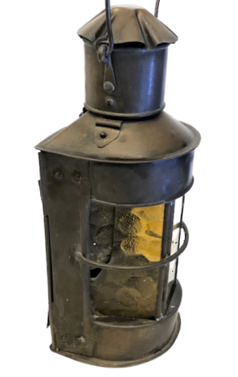 TREN İŞARET AYDINLANMA LAMBASI İÇERSİNDE MUM YAKILARAK KULLANILAN BAKIR TAŞIMA KULPLU 