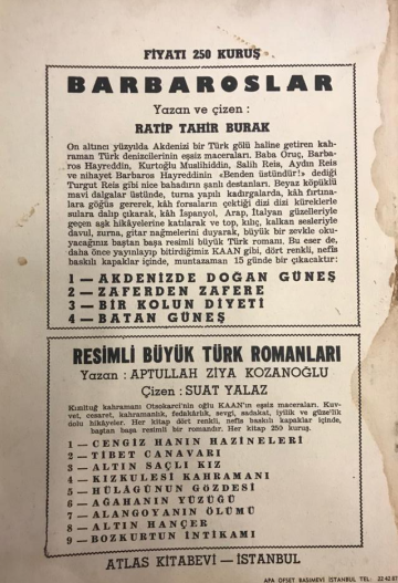 CİZGİ ROMAN BARBAROSLAR BATAN GÜNEŞ  YAZAN VE CİZEN RATİP TAHİR BURAK BAŞTAN BAŞA RESİMLİ