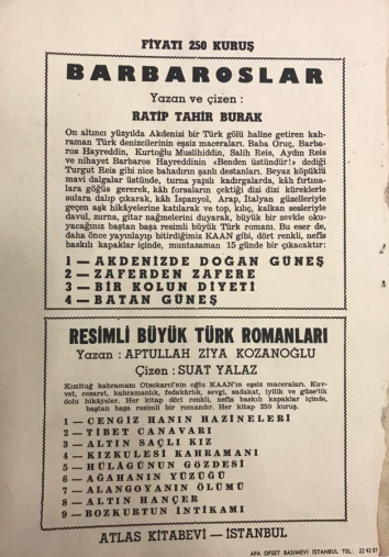  CİZGİ ROMAN BARBAROSLAR BİR KOLUN DİYETİ  YAZAN VE CİZEN RATİP TAHİR BURAK