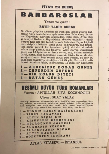 CİZGİ ROMAN BARBAROSLAR ZAFERDEN ZAFERE YAZAN VE CİZEN RATİP TAHİR BURAK BAŞTAN BAŞA RESİMLİ 