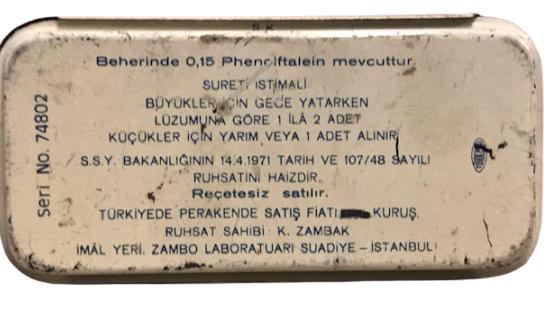  LAKSATİN BODO MEYVELİ MÜSHİL ŞEKERLEMELERİ TENEKE SURGULU KAPAK İÇERSİNDE 2 ADET PASTİL MEVCUTDUR