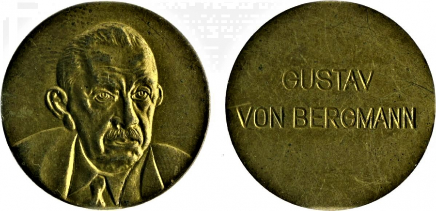 GUSTAV VON BERGMANN BRONZ MADALYA MEDİKAL 1878 1955 YILLARI ARASINDA YAŞAMIŞ DAHİLİYE PATOLOK UZMANI 