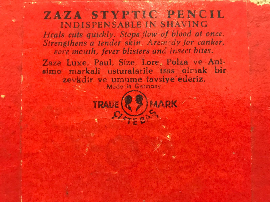 ZAZA STYPTIC PENCİL TRADE MARC CİFTE BAŞ  KAN TAŞI KALEMİ BOŞ KARTON KUTU