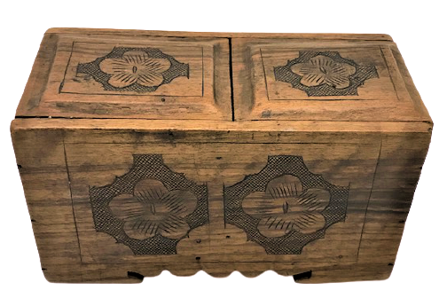 OSMANLI AHŞAP RUM USTA  EL İŞİ YAPIM ORJİNAL CİFT GÖZ SÜRGÜLÜ KAPAKLI KAHVE SAKLAMA KUTUSU