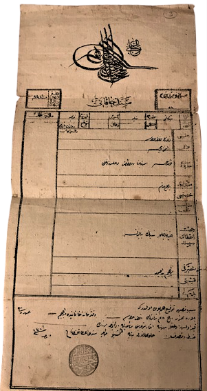 OSMANLI SENEDİ HAKANİ İTTİFAK TURALI VE ALT KISMI MÜHÜR 35 X 17 CM 