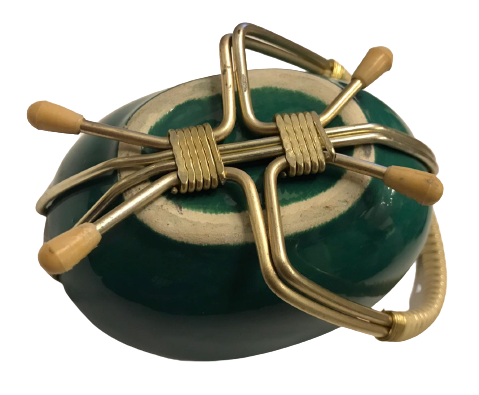 KULPLU PORSELEN  60 LI YILLARIN CEREZ ŞEKER İKRAMLIK YEŞİL DEKORATİF TUTMA VE AYAKLI