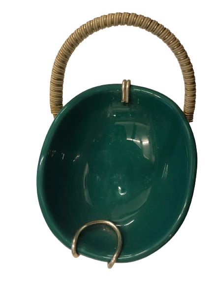 KULPLU PORSELEN  60 LI YILLARIN CEREZ ŞEKER İKRAMLIK YEŞİL DEKORATİF TUTMA VE AYAKLI