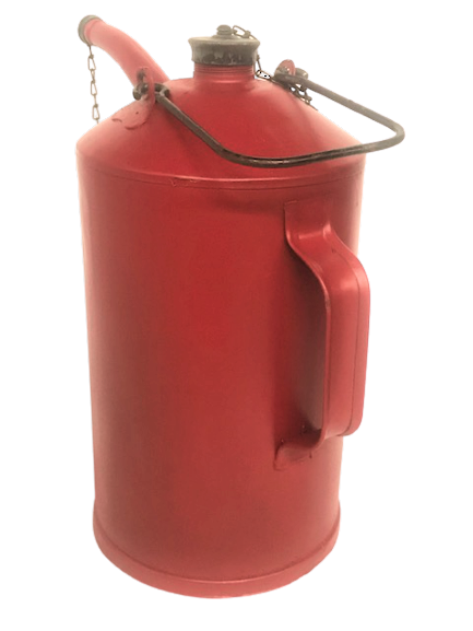 AMERİKAN 1950 Lİ YILLAR GALVANİZ GALON KIRMIZI RENK CİFT CONTALI KAPAKLI BENZİN BİDON GASOLİNE TAŞIMA BİDONU