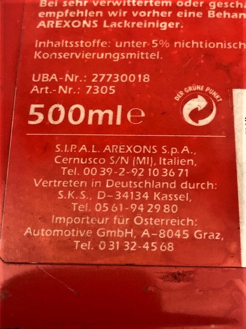  EREXONS POLİSH & WAX  TENEKE KAPAKLI  KUTUSUNDA OTO CILASI 500 GR ORJİNAL DOLU PASTA 