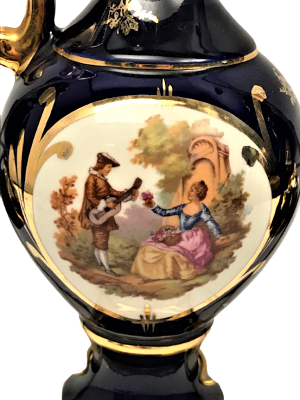 PORCELAİNE FRANSIZ  ROYAL İNSİYALLİ AYAKLI ÜZERİ EL İŞİLEME TAŞINABİLİR İÇKİ TAKIM