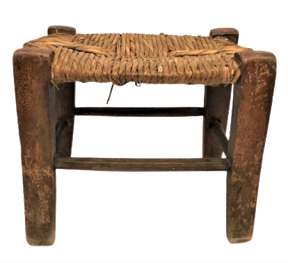 OSMANLI ÜZERİ HURMA YAPRAKLARINDAN HASIR ÖRGÜ AHŞAP EL YAPIM  TEKKE KAPI ÖNÜ  DİNLENME TABURE 