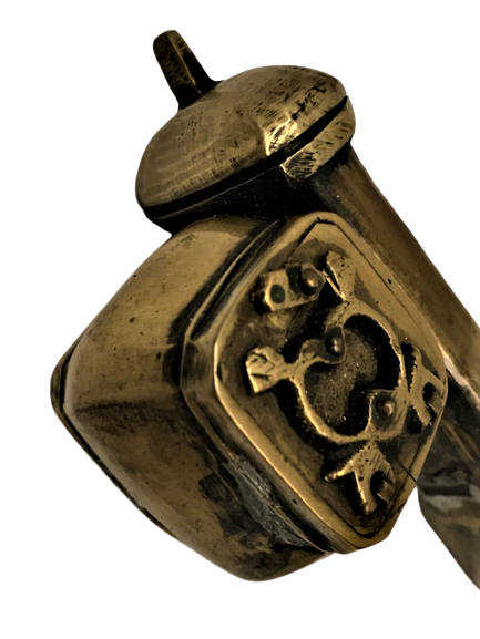 OSMANLI EL YAPIM ORJİNAL ZENNE BOY BRONZ DİVİT KİLİTLİ HOKKA 