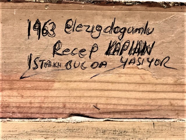 RECEP KAPLAN İMZALI VARAK CERCEVESİNDE KIZ KÜLESİ TUAL ÜZERİNE YAGLI BOYA TABLO