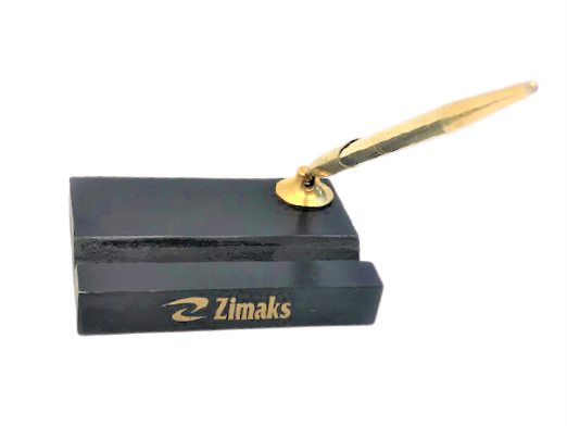 ZİMAKS İLAC REKLAMLI ALTIN KAPLAMA MASA ÜZERİ KALEMLİK