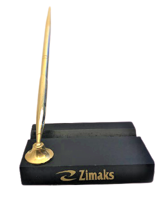 ZİMAKS İLAC REKLAMLI ALTIN KAPLAMA MASA ÜZERİ KALEMLİK