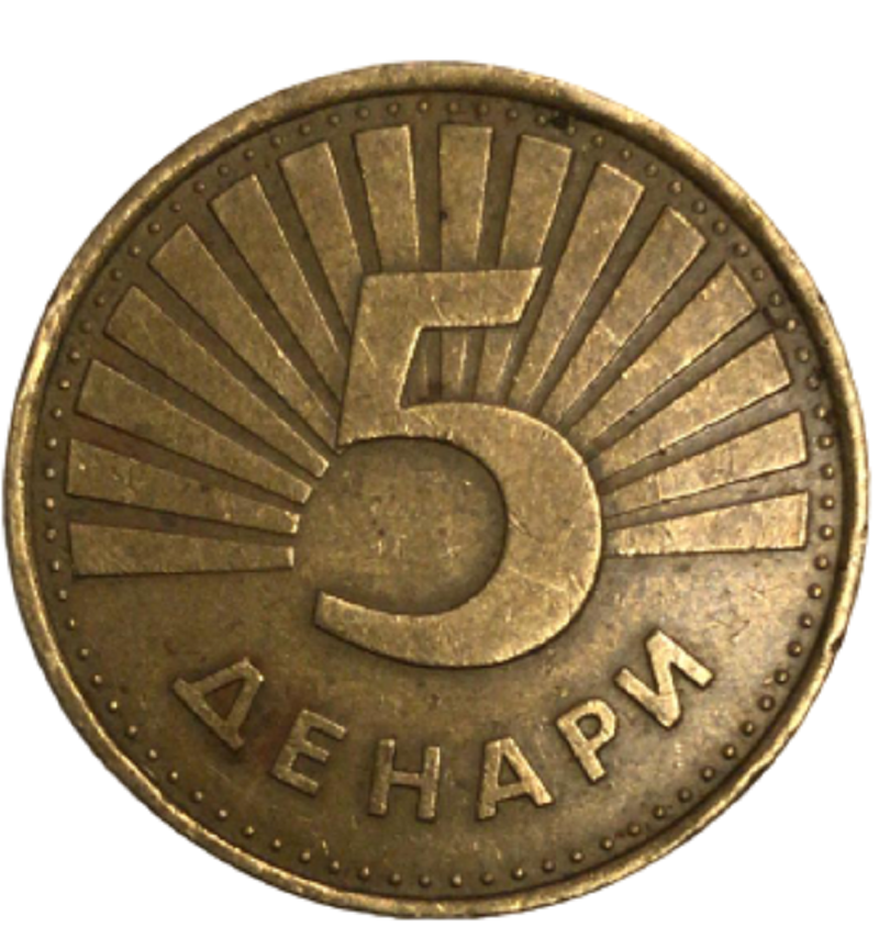 1993 BASIM 5 MEKEDONYA DİNARI  METAL PARA İLK DEDAVULE CIKAN