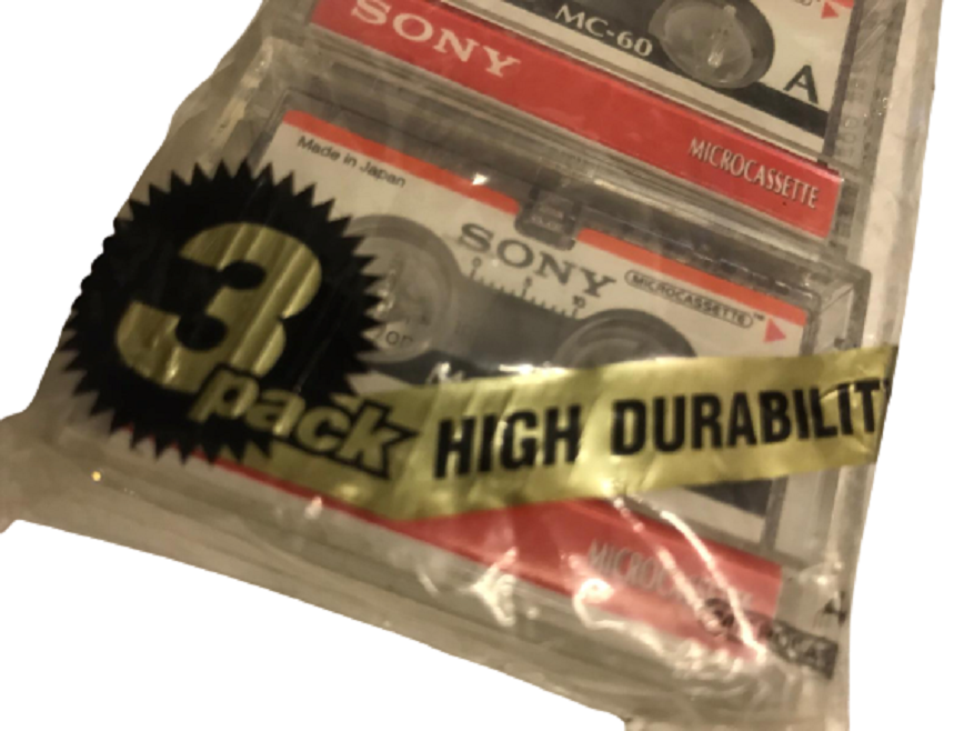 Sony 3MC-60B Microcassette Tapes, 3-Pack – Leaderless, Professional Grade For Dictation & Recording
